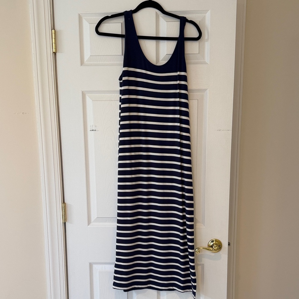 Lou & Grey Navy and White Striped Maxi Dress
